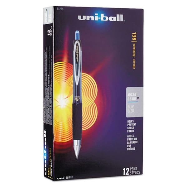 Vertex UBC 0.5 mm Micro Blue Ink Smoke Black & Blue Barrel, Dozen Signo 207 Retractable Gel Pen VE3745952 - main